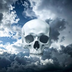 Skull in stormy sky
