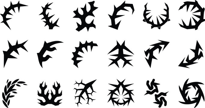 Thorn Branch and Spiky Vine Silhouette Vector Set