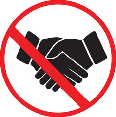 No Handshake Vector Icon | Prohibited Contact Symbol, No Physical Contact Sign, Health Safety Warning, Social Distancing Pictogram, Flat Vector EPS PNG JPG.