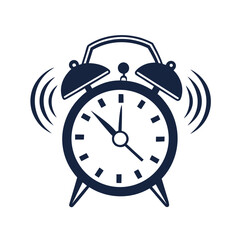 Black and white alarm clock with sound waves 1