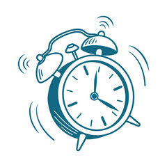 Blue alarm clock with sound waves