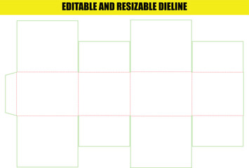 Editable and Resizable Dieline Template for Packaging Box Design Structure
