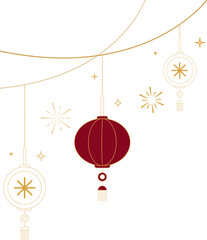 Hanging Chinese Lanterns with Decorative Cloud Lines