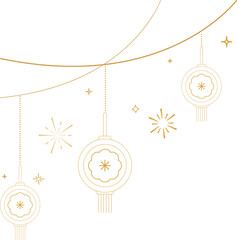 Hanging Chinese Lanterns with Decorative Cloud Lines