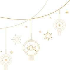 Hanging Chinese Lanterns with Decorative Cloud Lines