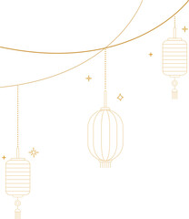 Hanging Chinese Lanterns with Decorative Cloud Lines