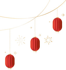Elegant Hanging Chinese Lantern Line Art Decoration for Lunar New Year