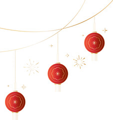 Elegant Hanging Chinese Lantern Line Art Decoration for Lunar New Year