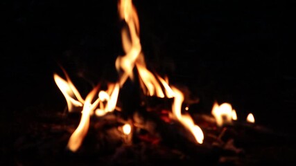 Vibrant bonfire burning brightly against a dark background. Great for outdoor scenes, warmth, camping, survival, and celebration visuals.