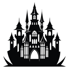 Obraz premium gothic castle icon line art silhouette vector illustration