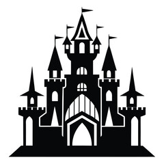 Obraz premium gothic castle icon line art silhouette vector illustration