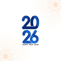 Happy new year 2026 blue text greeting card design