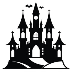 Obraz premium gothic castle icon line art silhouette vector illustration