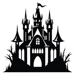 Fototapeta premium gothic castle icon line art silhouette vector illustration