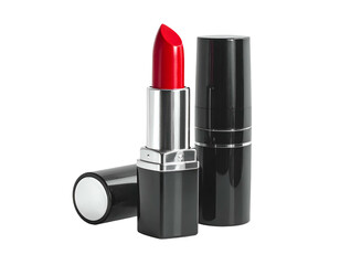 Obraz premium A vibrant red lipstick tube with its cap removed