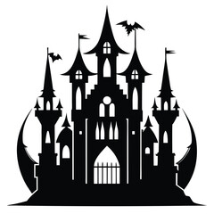 gothic castle icon line art silhouette vector illustration