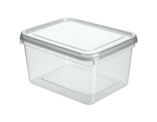 Clear plastic food storage container with lid