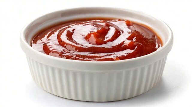 sauce in a ramekin isolated on white background video