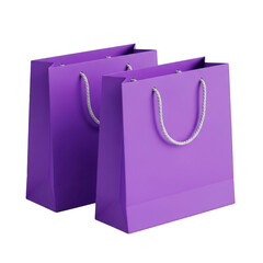 Two purple shopping bags isolated on transparent background isolated on transparent background