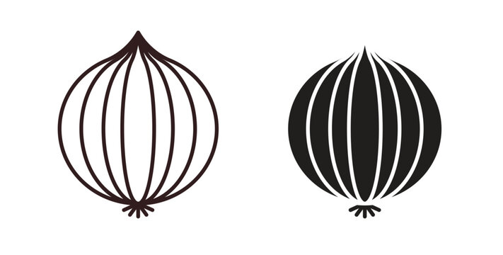 Onion icons. thin line and glyph vector icons pack on white background