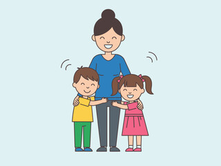 Family Hug A Mother Embracing Her Children with Love