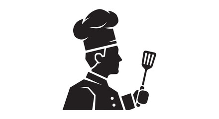 Chef silhouette holding spatula icon