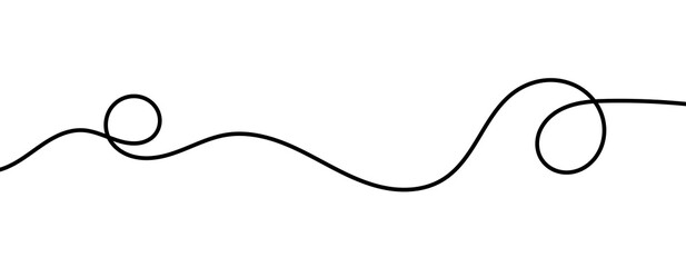 Black decorative swirl divider line. Elegant wavy flourish design for headings, invitations, branding, and graphic layouts