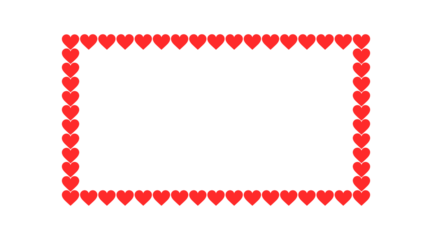 Red heart border rectangle frame. Romantic love outline design for valentine, cards, wedding, invitations and decorative graphics