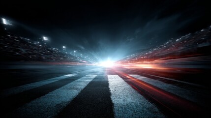 Dramatic Racing Event Poster with Dynamic Background and Bright Light Effects Capturing Speed and Excitement
