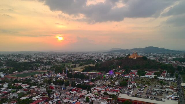 Aerial view of the Kite Festival in Cholula, Mexico