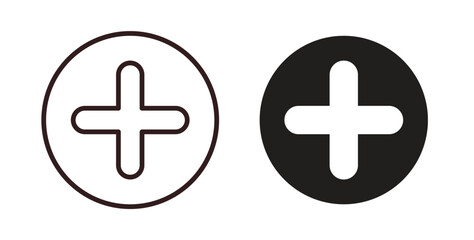 Fototapeta premium Plus icons. thin line and glyph vector icons pack on white background