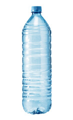 Plastic bottle full of refreshing water with blue cap