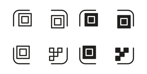 Qrcode icons. thin line and glyph vector icons pack on white background