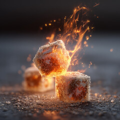 Burning sugar cubes