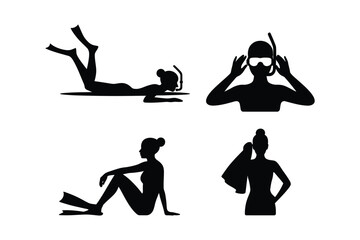 Diving and snorkeling silhouettes of woman in swimming gear © Sadek