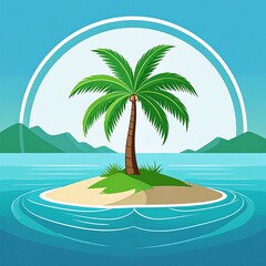 Tropical island with palm tree