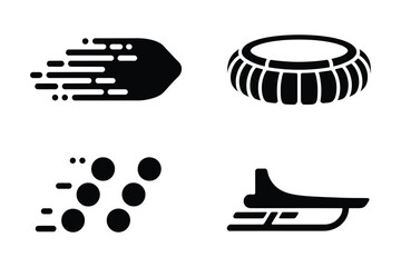 Speed and Motion Abstract Icons Black Silhouette Set © Sadek