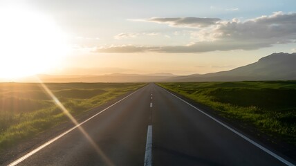 Fototapeta premium Sunset over open road
