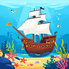 Underwater pirate ship