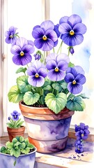 Vibrant violets in terracotta pot