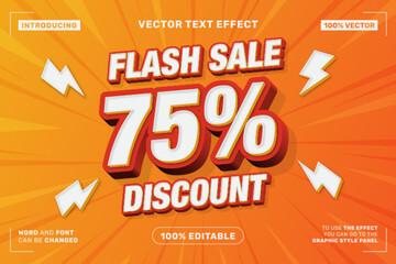 Flash Sale 75 Percent Discount 3D Editable Text Effect