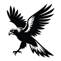 Obraz premium flying hawk bird line art silhouette vector illustration