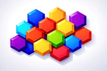 A colorful array of cubes in various shades of red, blue, green, and yellow