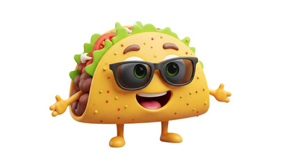 Fototapeta premium Cheerful taco mascot wearing sunglasses