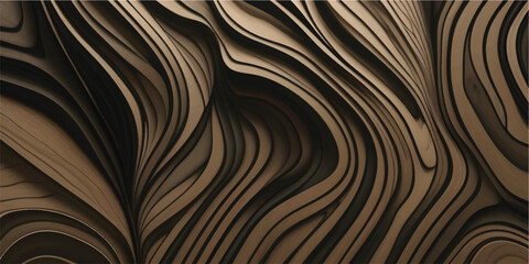 Modern Luxury Black Abstract Wooden Wall and Door Texture with Deep Carved Wave Pattern and Rich Natural Wood Grain