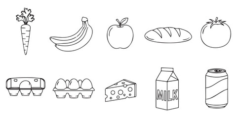 set of hand drawn vector illustration of an apple