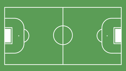 A green grass soccer football field pitch with white lines and a corner flag stands ready for a professional sport competition and championship game in a large stadium © purwo