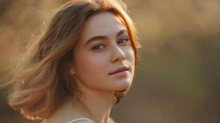 A portrait of a modern woman in a natural, everyday setting.