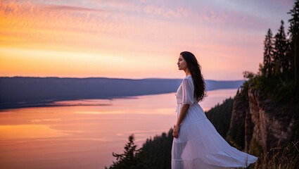 A portrait of a modern woman in a natural, everyday setting.