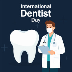 Dentist International Day tooth doctor, vector art illustration.